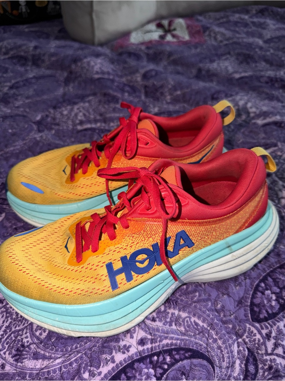 HOKA ONE ONE Womens Bondi 8 'Cerise Cloudless' Sneakers - Picture 6 of 12